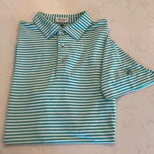 Peter Millar Summer Comfort Golf Shirt. XL. Green & White Stripe.